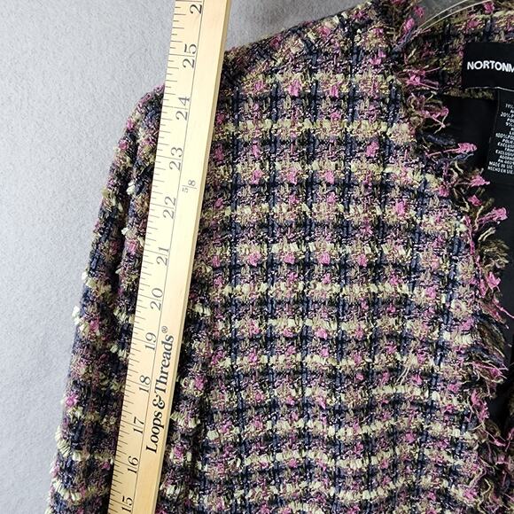 Norton McNaughton No Button Woven Fringed Short Blazer Size 10 - Picture 4 of 8
